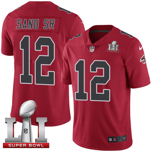 Nike Falcons #12 Mohamed Sanu Sr Red Super Bowl LI 51 Men's Stitched NFL Limited Rush Jersey